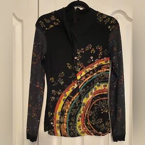 Desigual Orange Red Long Sleeve Fitted Top